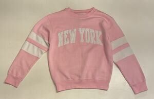 NY New York Popular Embroidered Letters Pink Crewneck Sweatshirt Women’s Small